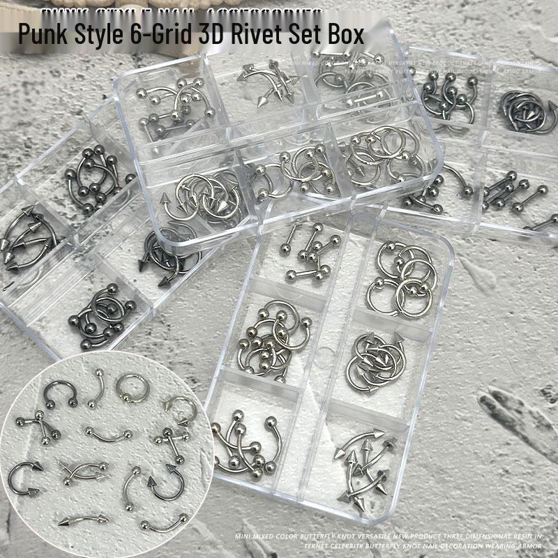 Punk-Style Metal Nail Ornaments: European & American Hot Girl Rivet Rings for DIY Wearable Nail Art
