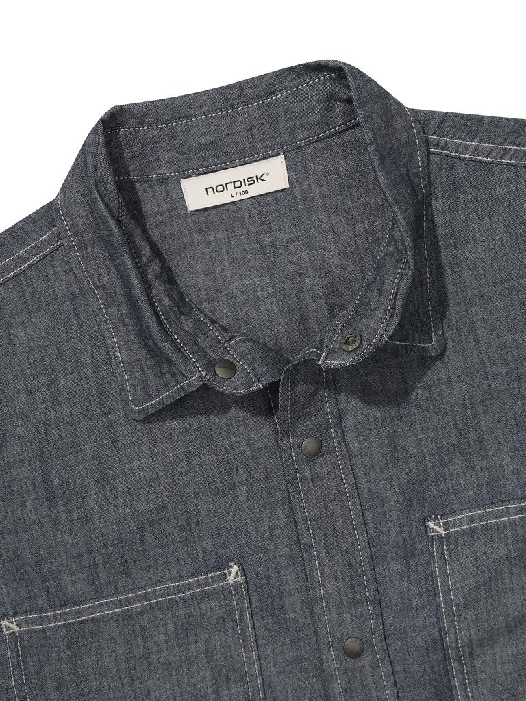 NORDISK Pocket Denim Short Sleeve Shirt - M_Indigo