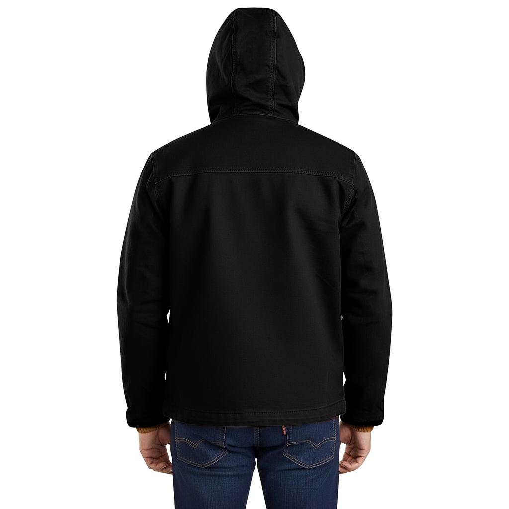 Men's Solid Color Zipper Pocket Hooded Sweatshirt Jacket Cardigan Men's Casual Jacket Cardigan