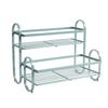 Metall Schreibtisch Aufbewahrungsregal 2 Etagen Rutschfest Multifunktional Metall Eisen Gewürzregal Organizer für Küche Badezimmer Grün
