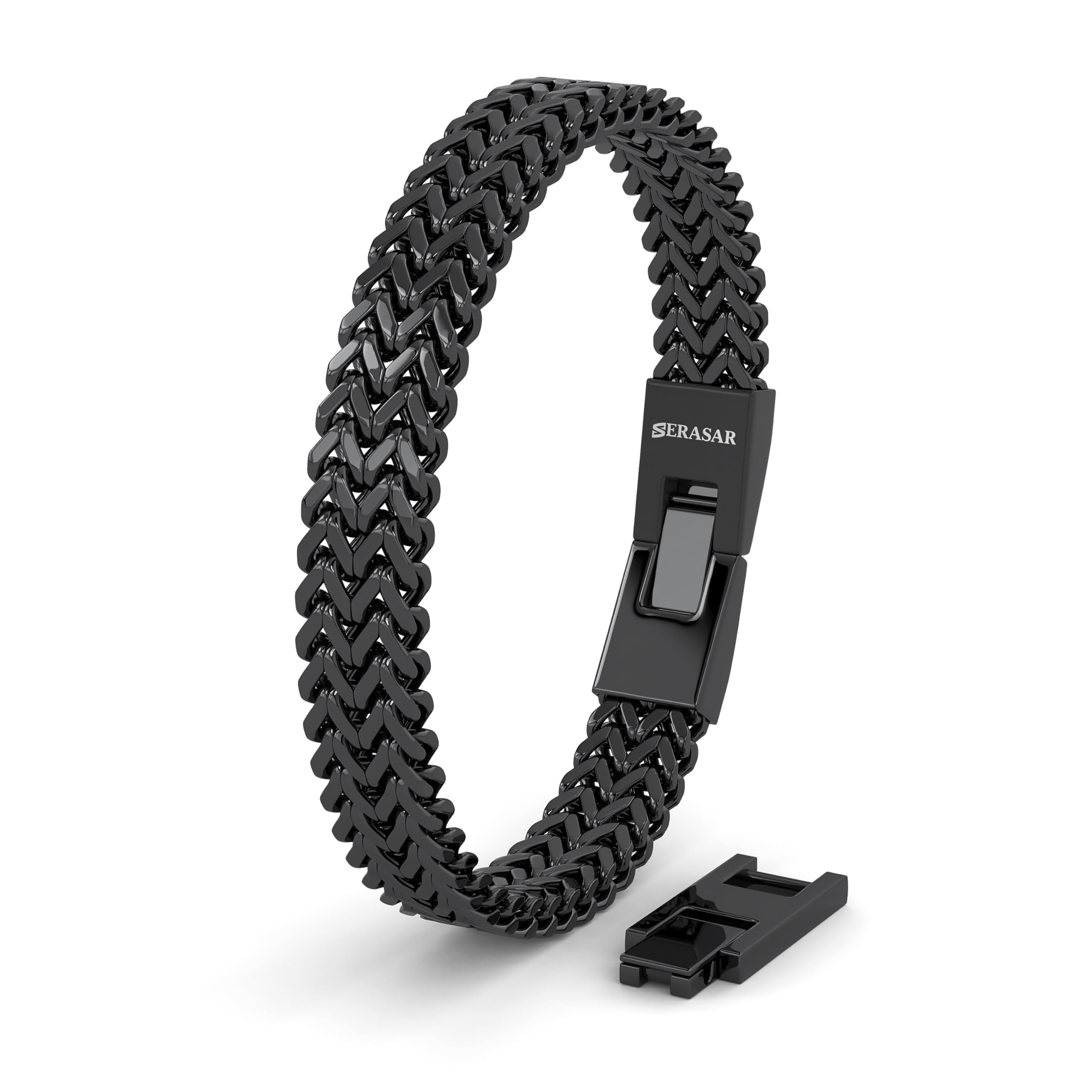 

Bracelet Black Stainless Steel Jewelry Braided Day [SERASAR] Men s Father s чорний