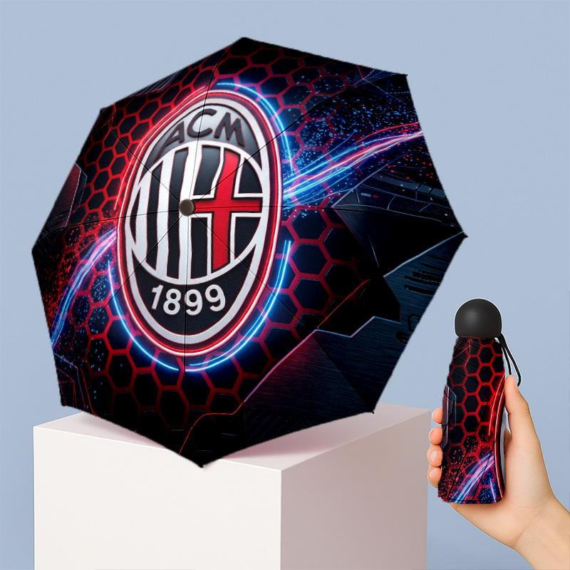 AC Milan Pattern Printed Mini 5 Folds 8 Ribs Compact Umbrella Windproof Waterproof Lightweight Portable Folding