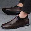 Men's Shoes First Layer Cowhide Casual Shoes Autumn and Winter Low-heeled Foot Leather Shoes Men's Large Size British Style Dad Shoes