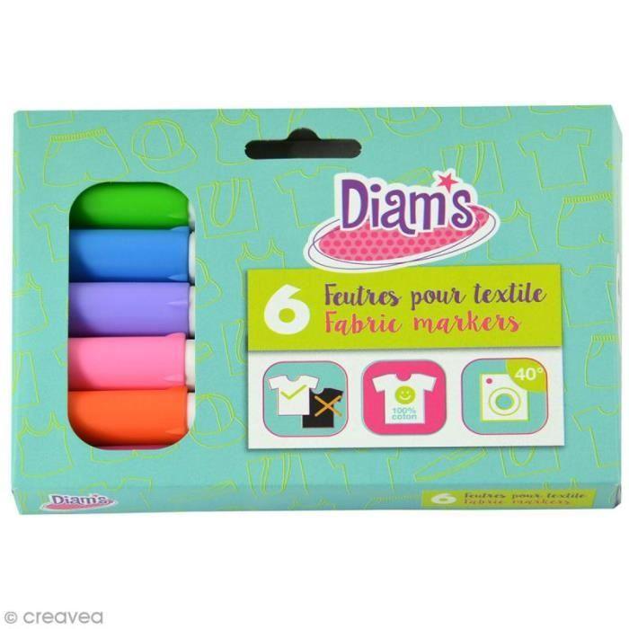 Feutres permanents - DIAM'S - Fun - Multicolore - Lot de 6 - Pour 3 ans et plus