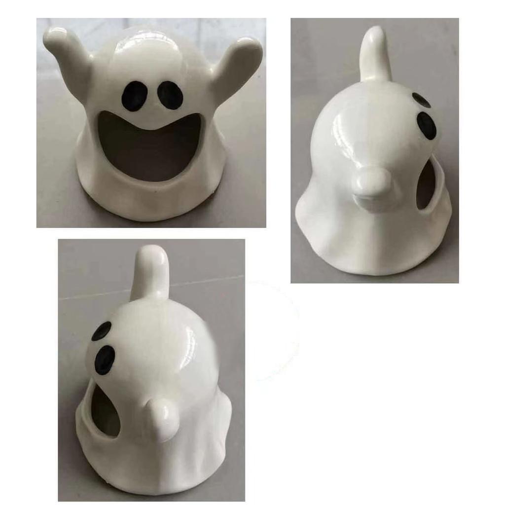 Candle Holder Porcelain Candle Base Ghost Figurine Design Home Decoration for Bedroom A