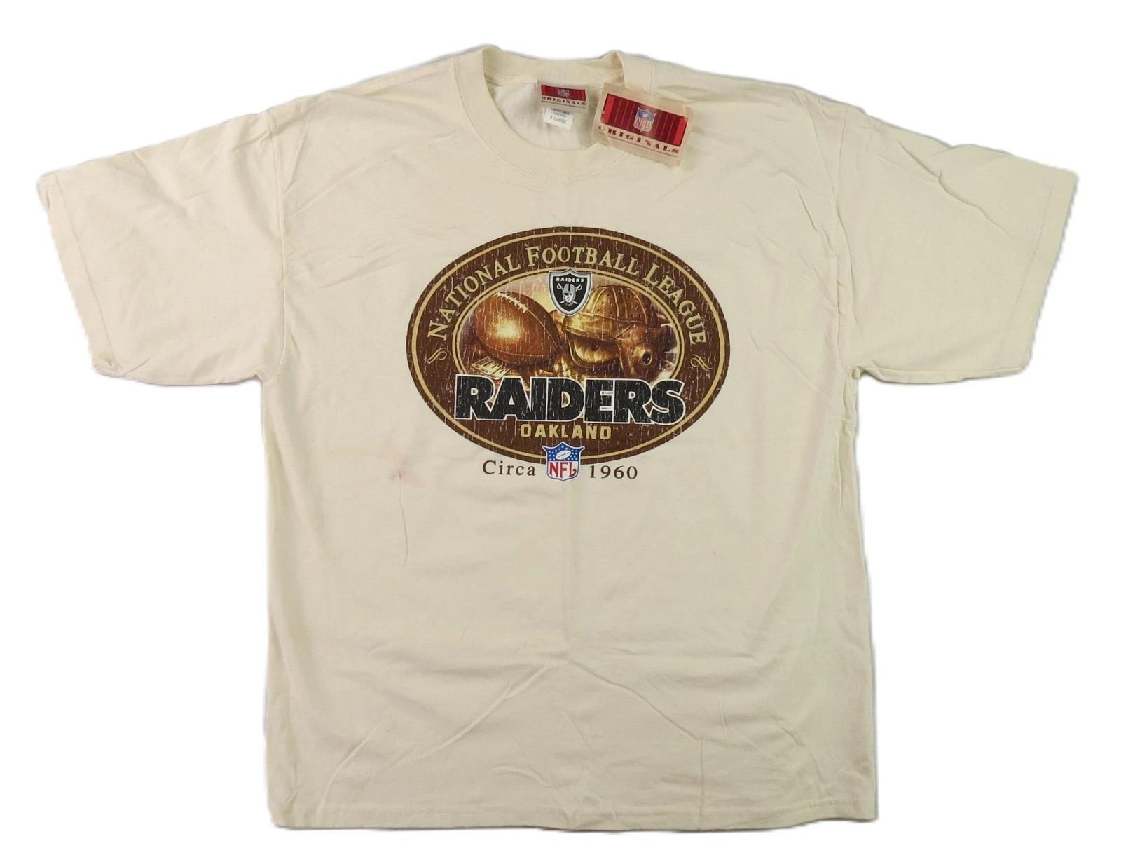 VTG 90s NFL US Adult XL Football Oakland Raiders Ivory T Shirt Top NWT L