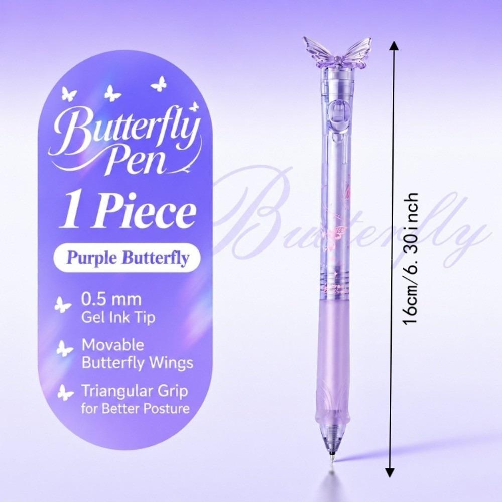 Smooth Writing Gleaming Wings Butterfly Pen Retractable Black Ink Pens School Supplies