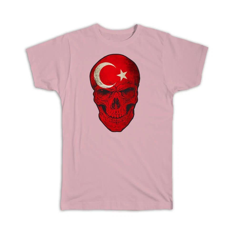 Gift T-Shirt : Turkiye Flag Skull Turkish National Colors 3XL