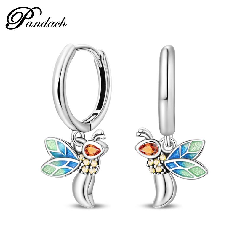 Brincos Exquisitos de Abelha, Borboleta e Joaninha em Prata de Lei 925 Para Mulheres Românticos Brincos em Forma de Coração Rosa Joias para Festa de Casamento