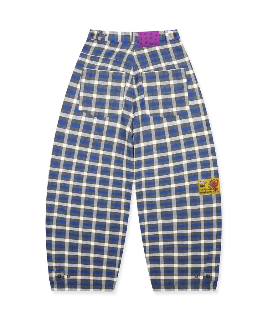 GLACK Gp188 Xp Check Linen Lounge Pants (Blue)