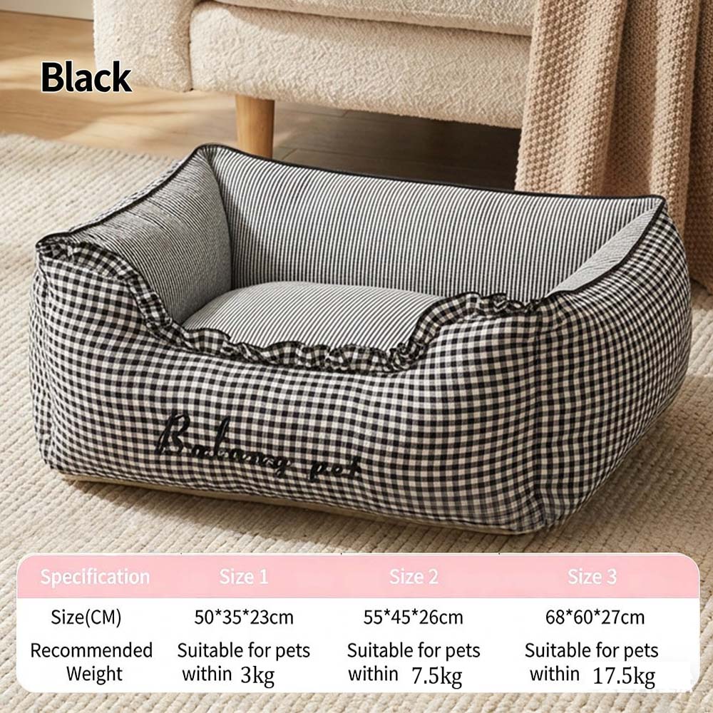 

1PC Soft Small Medium Dog Bed Removable Washable Pet Sofa with Zipper Cozy Puppy House Cushion Indoor Sleeping Bed for Dogs Cats S-50x35x23cm чорний