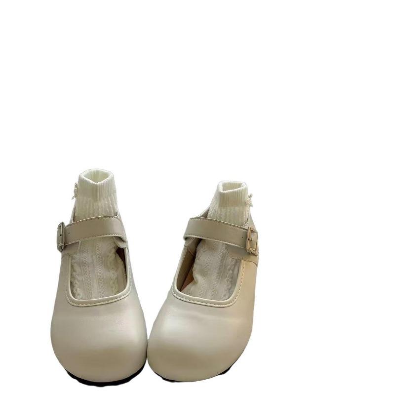 Retro Round Head Cute Mary Jane Single Shoes Women's Spring Flat Bottom Versatile Small Leather Shoes