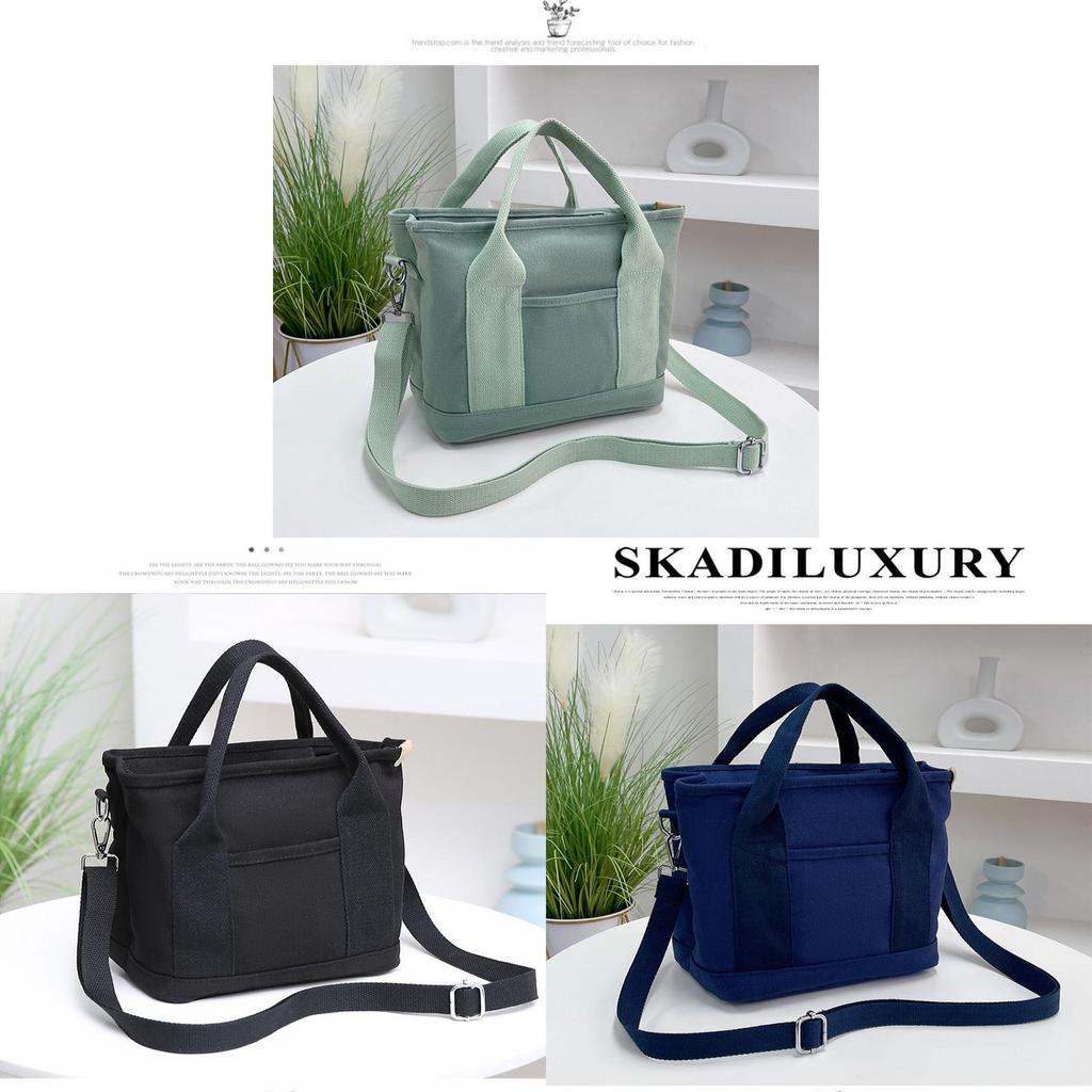 Japanese Canvas Tote Bag For Women With Multiple Compartments Casual Daily Use