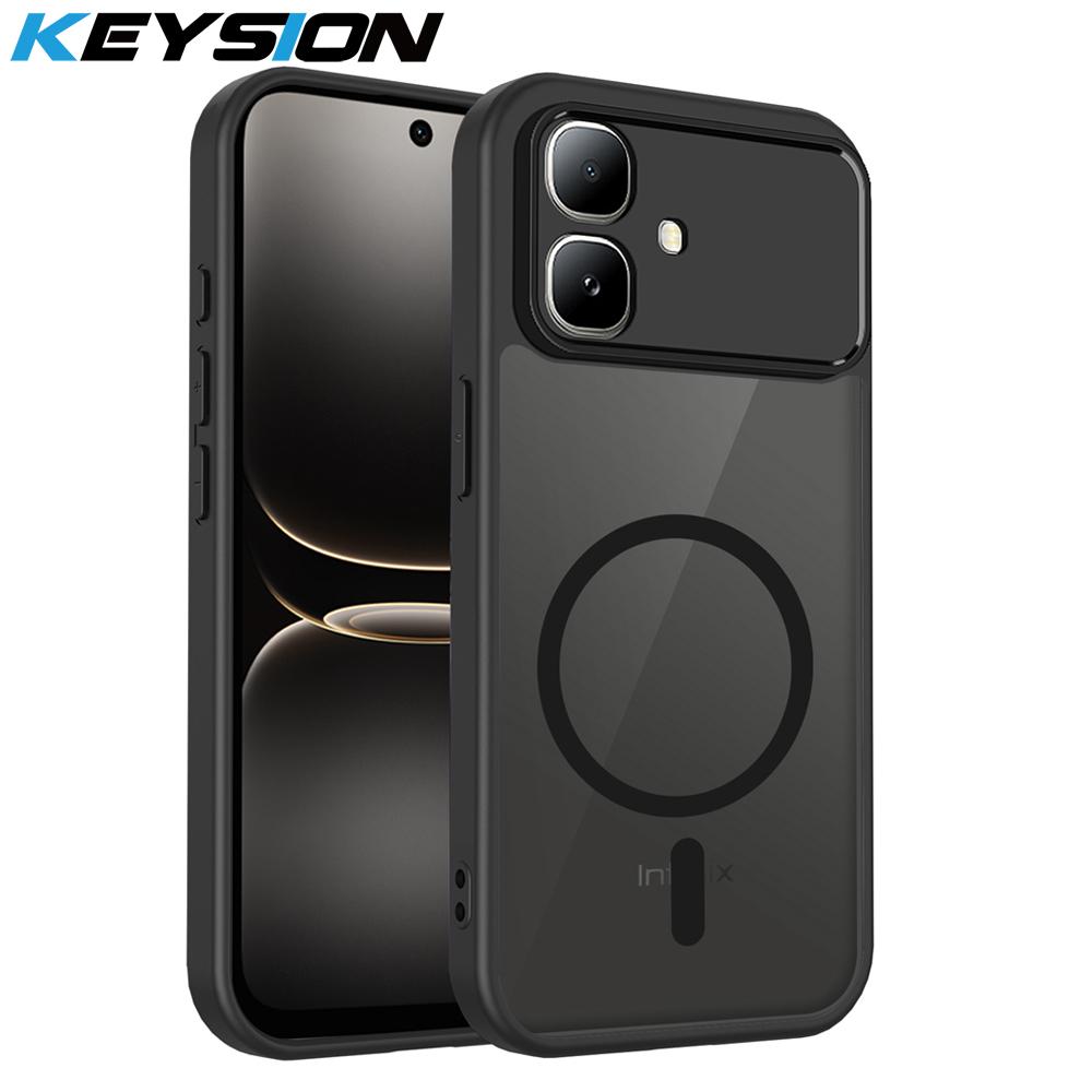 

KEYSION Магнітний чохол для телефону для Infinix Smart 20 М який силікон+ПК Матовий напівпрозорий чорний Ударостійка задня кришка для Smart 20 for Smart 20 чорний