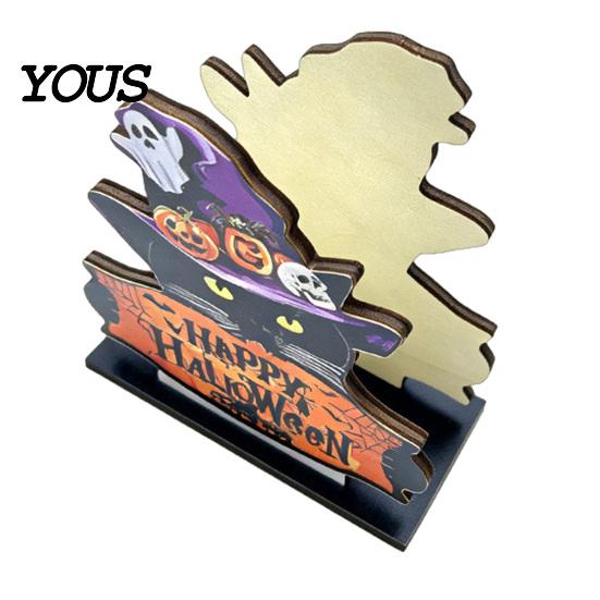 Solid Wood Paper Organizer Halloween Ghost/Cat Wooden Napkin Holder, Cute Towel Decorative Holiday Party Dining Accessories Stand, Freestanding Tissue
