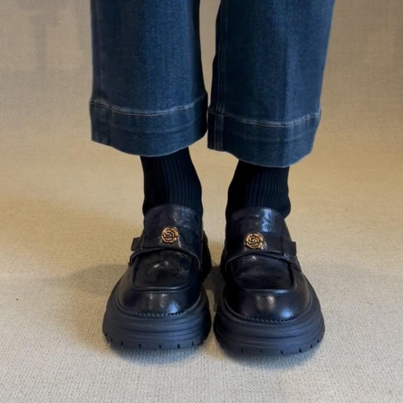 Camellia Knitted Elastic Lazy Thick Heel Women's Thin Boots Retro Style Thick-soled British Short Socks Boots