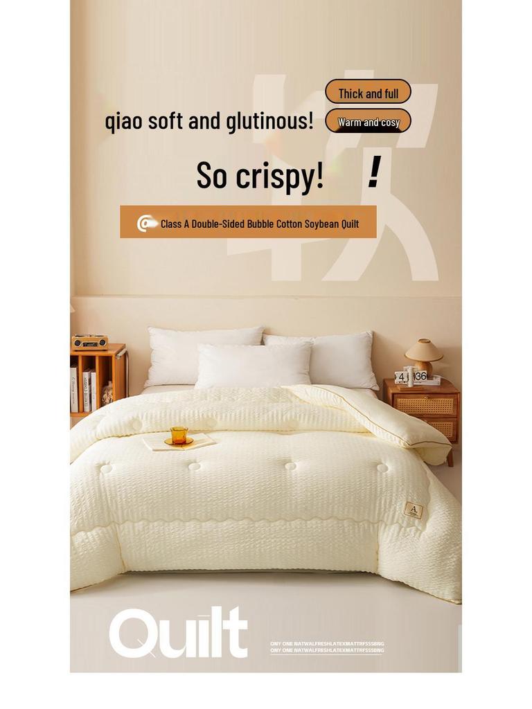 Class A Antibacterial Soybean Fiber All-Season Quilt: Cool Summer Duvet-Insert & Cozy Winter Quilt for Student Dorms