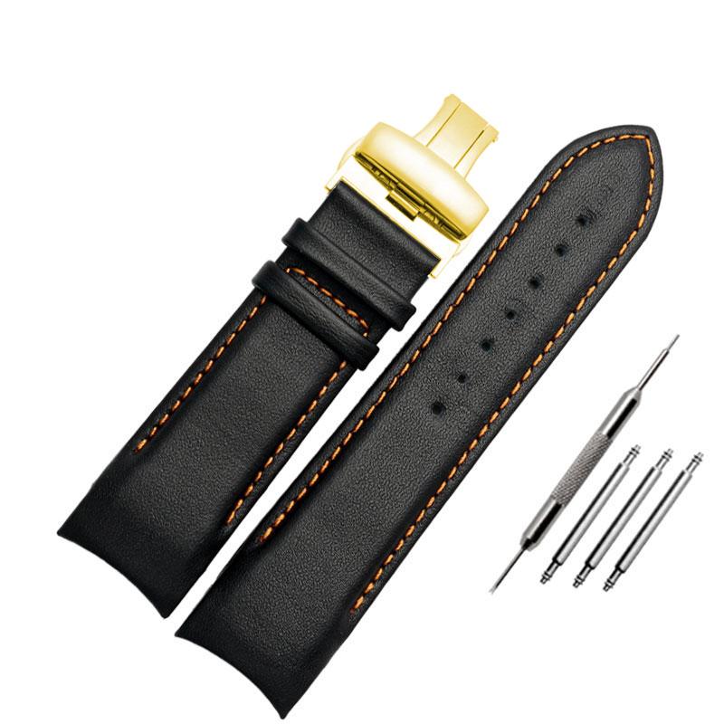 Echtes Leder Uhrenarmband 22mm 23mm 24mm für Tissot T035.407A T035.617A 627A Uhrenarmbänder Armbänder Schmetterlingsverschluss