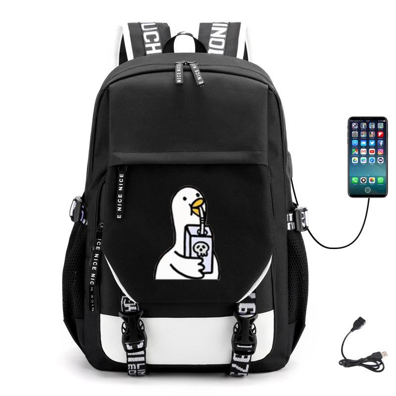 Multifunctional Goose Backpack Large Capacity Student Bag Leisure Travel Usb Computer Bag