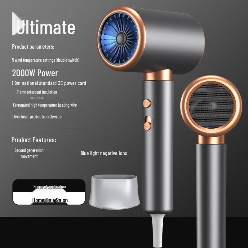 

Высокоскоростной фен с отрицательными ионами для домашнего и салонного использования - Холодный и горячий воздух, Высокая мощность