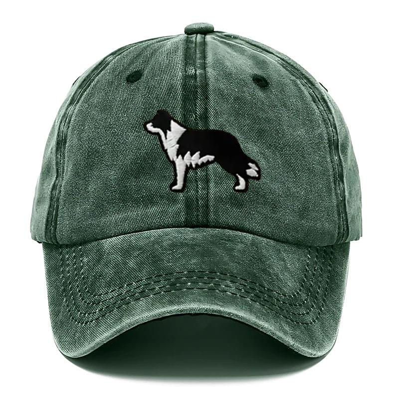 Border Collie Washed Cotton Baseball Cap Vintage Embroidered Stitching Unisex Distressed Adjustable Snapback Hat Casual Animal Lover Gift Daily Hat