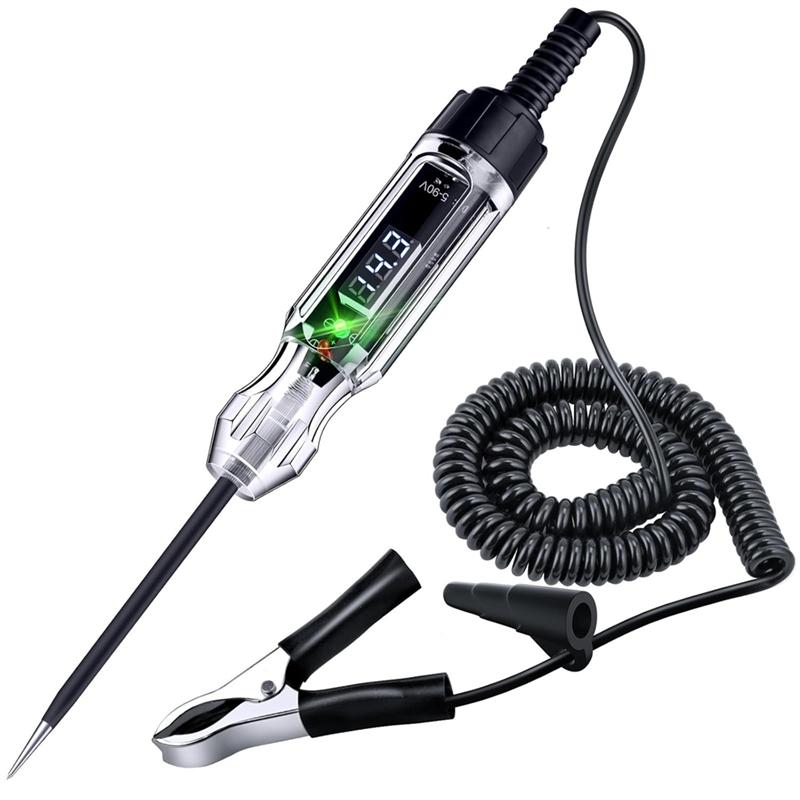 Test Light Digital LED Electrical Tester Circuit Tester With140 Inch PU Spring Wire,Forchecking