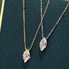 Lulu Tong 2022 Marquise Cut Diamond Necklace for Women in 925 Silver - Elegant Clavicle Chain with Single Diamond.