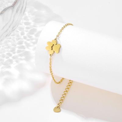 Fashionable Cute Dog Paw Cat Paw Titanium Steel Bracelet Pet Theme Jewelry Gift For Women