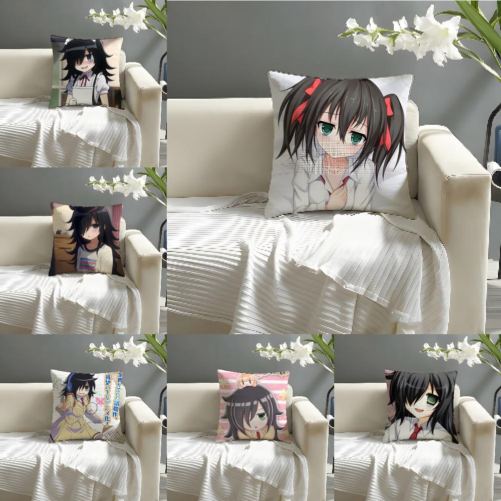 Anime Character Tomoko Kuroki Pillow Case Cotton Linen Fabric Square Zipper Pillowcase Home Decorative Living Room