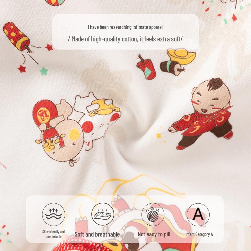Chinese Style Newborn Long Sleeve Two-Piece Look Romper - Autumn Baby Bodysuit for Crawling