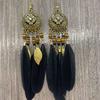 Bohemia Retro Ethnic Style Heart Feather Drop Dangle Earrings for Women Personality Royal Court Enamel Jewelry Accessories Gift