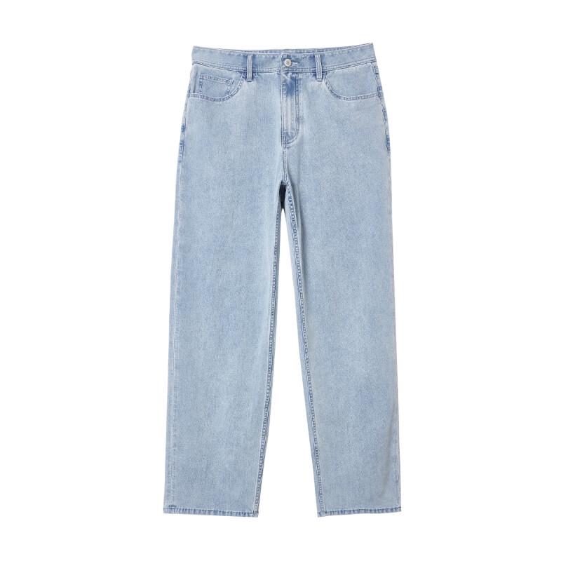 JACK&JONES Men's Washed Loose Fit Wide-Leg Denim Jeans