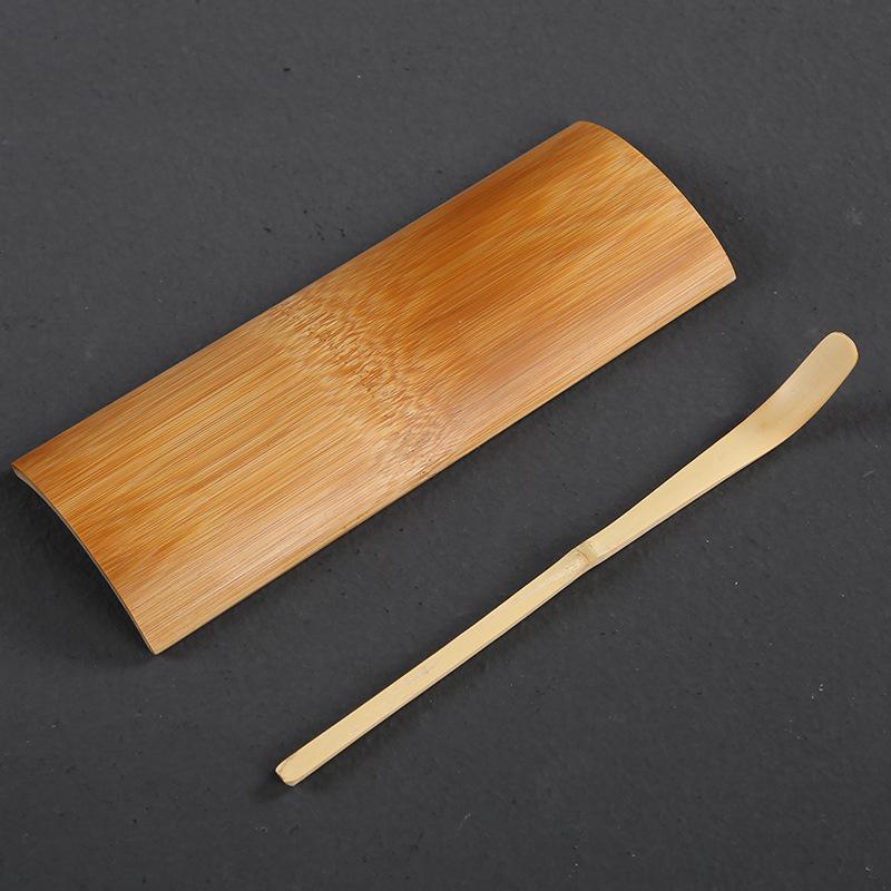 Bamboo carbonized tea lotus, four-piece tea needle set, kung fu tea ceremony accessories, Japanese tea spoon