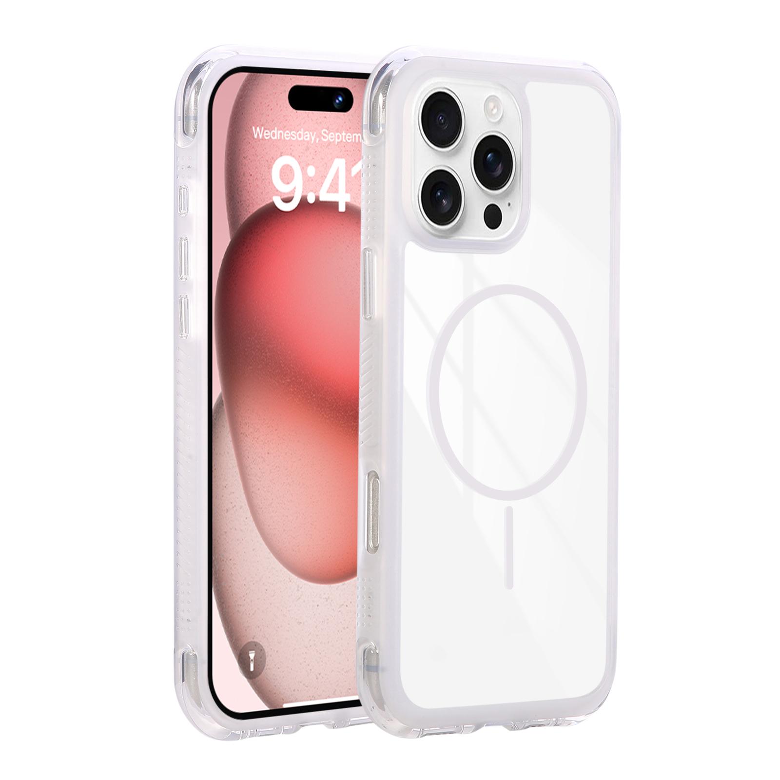 

For iPhone 16 Pro Magnetic Case TPU+PC Crystal Clear Phone Cover