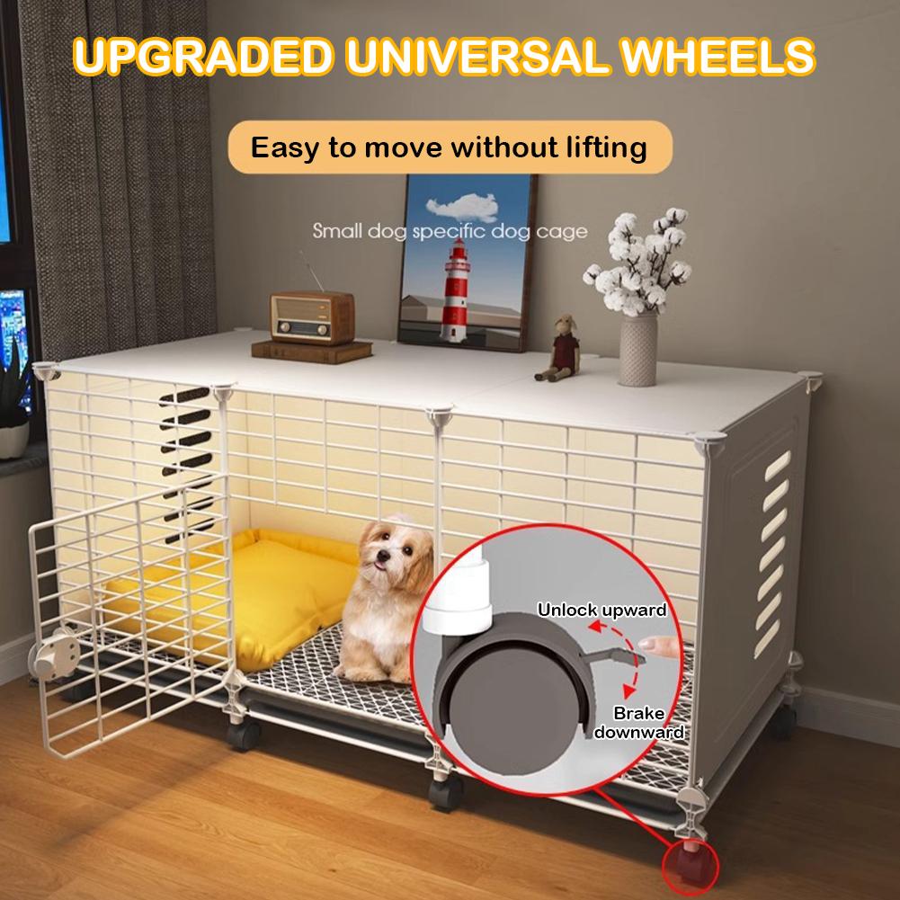 Dog Crate End Table with Wheels & Tray Dog Cage Crate Indoor Dog House Wired Cage Crate Dog Kennels for Small/Medium/Large Dog