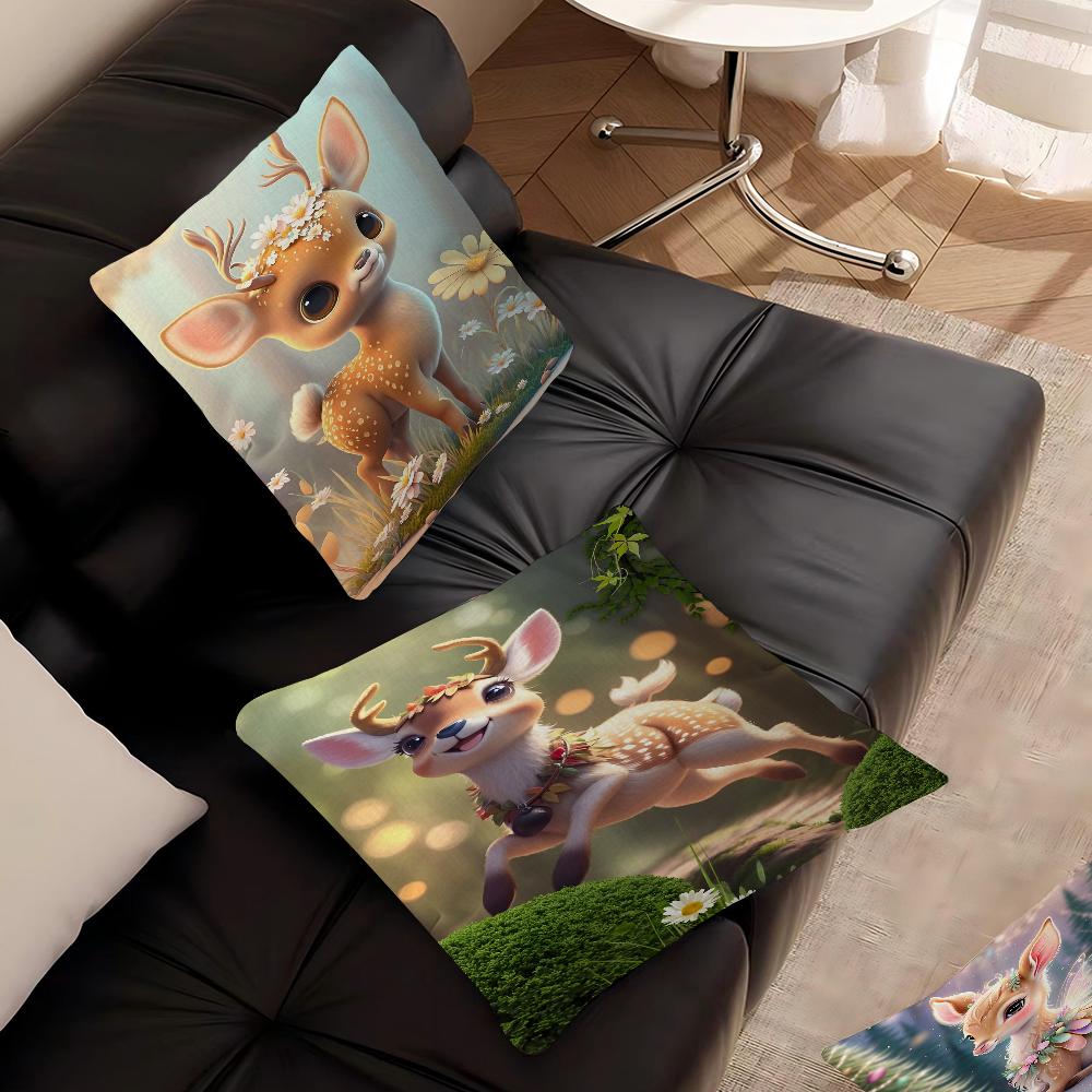 Cartoon Cute Deer Jungle Pillowcases Home Bedding Decorative Pillow Cover Wedding Super Soft Pillow Case