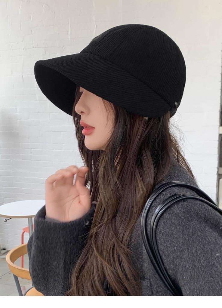 Corduroy peaked cap children autumn and winter simple warm versatile baseball cap anti-ultraviolet shade fisherman