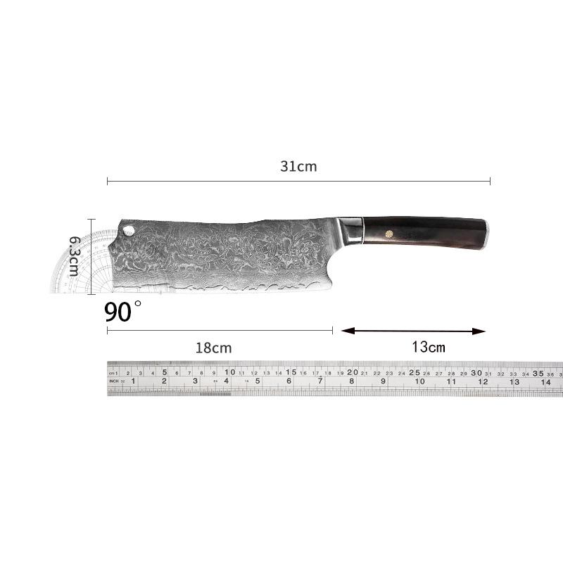 7 Inch Nakiri Knife 67-layers Damascus VG10 Steel Blade Ebony Handle Sharp Chef Slicing Cleaver Meat Japanese Kitchen Knives