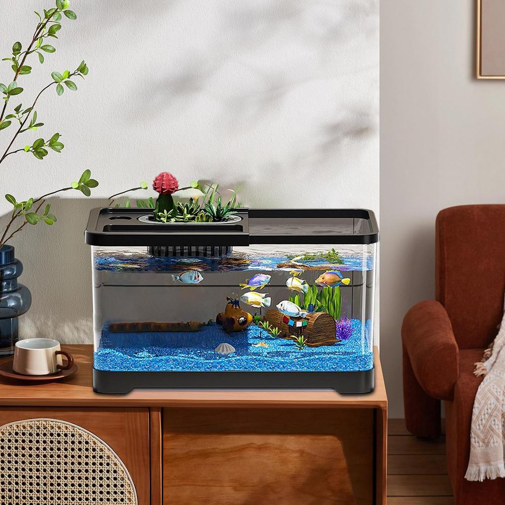 Aquarium Starter Kit Fish Tank Kit With LED Lighting And Decor Underwater Landscape Decoration Compact Glass Aquarium Set For
