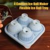 2 Pcs Silicone Ice Cube Tray 4 Cavities Refrigerator Summer Cocktail Whiskey Ice Ball Maker Mold Crystal Ice Cube Tray  For Bar