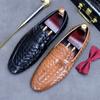 New 2024 Cool Summer Breathable Genuine Leather Slip On Shoes Men Casual Soft Light Lazy Shoes Men Slip-On Woven Loafer Shoes