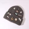 New Autumn and Winter Hat Women's Multi Button Thick Thread Knitted Woolen Hat Warm Ear Protection Bag Head Hat Pullover Cold Hat