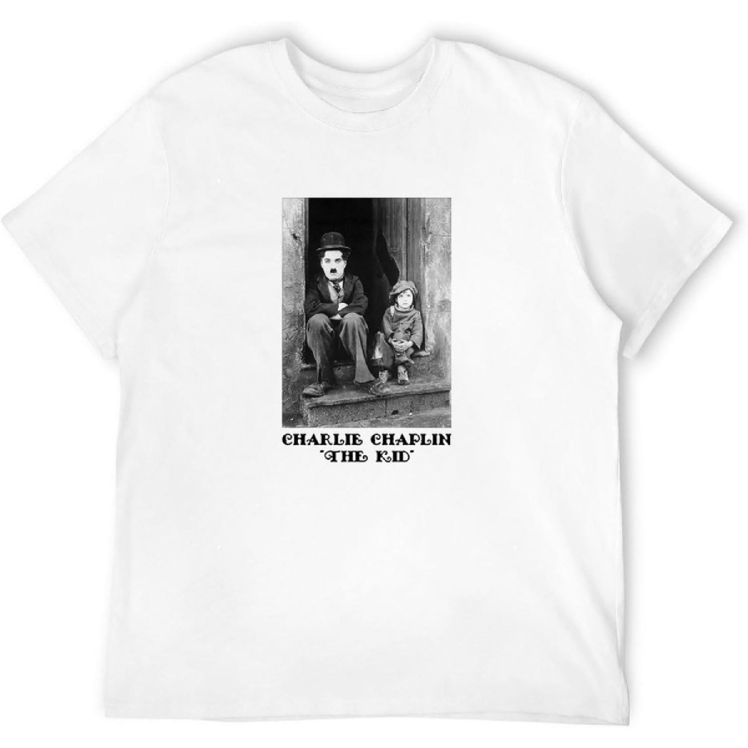 XINYIFENG Soft Charlie Chaplin The T-Shirt Poster T-Shirt White S
