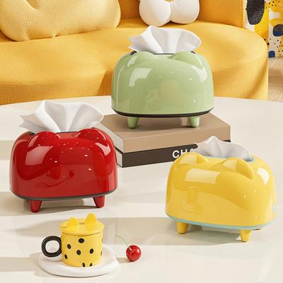 Cute Cat Tissue Dispenser Box Cartoon Tissue Paper Holder Desktop Plastic Napkin Storage Box for Car Home Bathroom Kitchen Office Decor