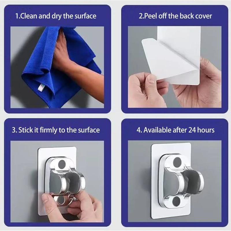 Wall Mount Strong Adhesive Shower Head Holder ABS Waterproof Adjustable Bathroom Shower Bracket Easy Installation Base