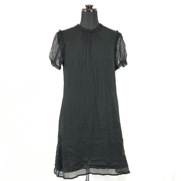 

SEE BY CHLO / Платье с коротким рукавом из 100% шелка / Юбка до колена [Женский 4 / S / Черный](ИСПОЛЬЗОВАЛ)