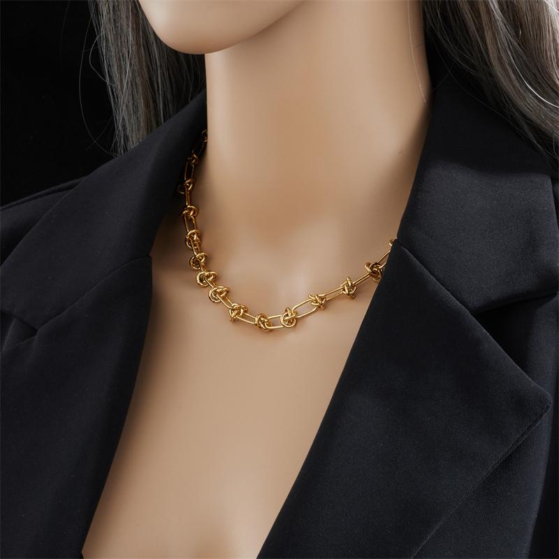 DIEYURO Acciaio Inossidabile 316L Colore Oro Argento Nodo Intrecciato Collana Bracciali Per Donne Ragazze Nuovo Moda Set Gioielli Non Sbiadisce