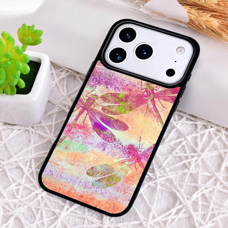Dragonfly Insect Pattern Phone Case for iPhone 17 Air 16 15 11 12 14 13 Pro Max Shockproof Cover