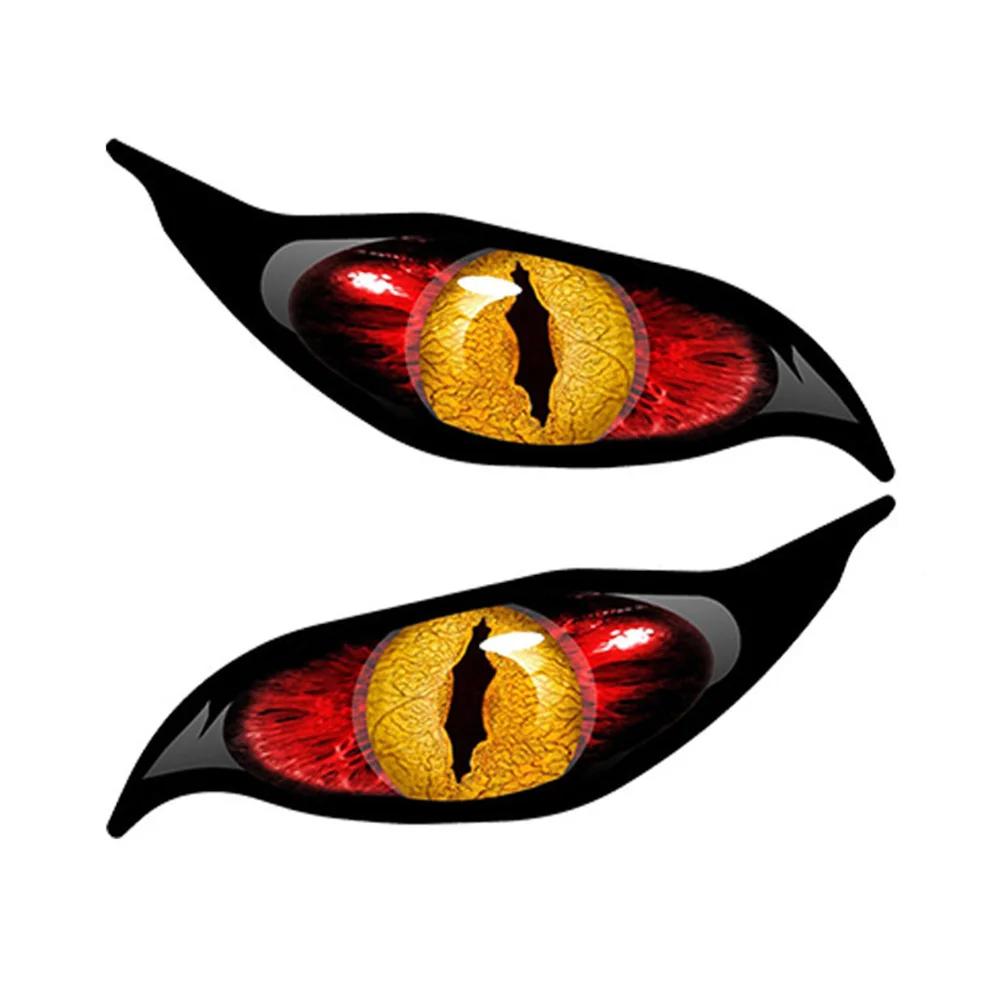 2PCS 13cm X 9.5cm for Evil Yellow Eyes RV Motorcycle Car Stickers Occlusion Scratch Waterproof Windshield VAN Anime Decal