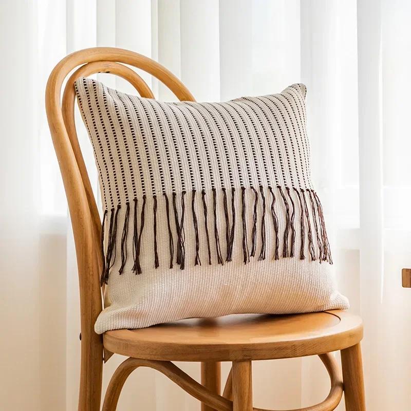 Linen Pilllow Cover with Tassels Soft Cushion Cover for Living Room Pillowcase Decorative Pillows Nordic Home Decor Cojines
